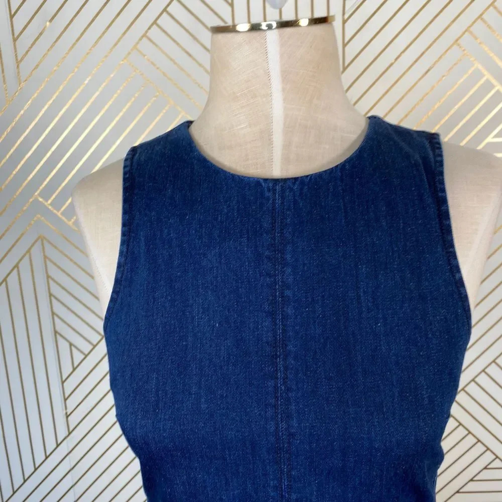 N/Nicholas‎ Denim Flare Side Sleeveless Dress Blue - Picture 3 of 12